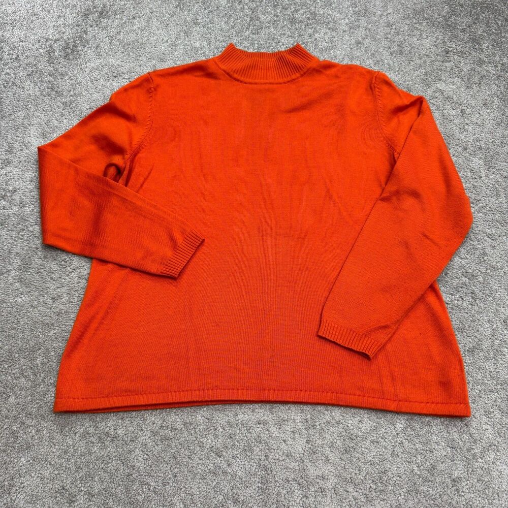 Vintage Yarnworks Mock Neck Pullover Sweater Womens Large orange Acrylic Y2K 90s